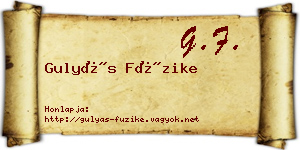 Gulyás Füzike névjegykártya